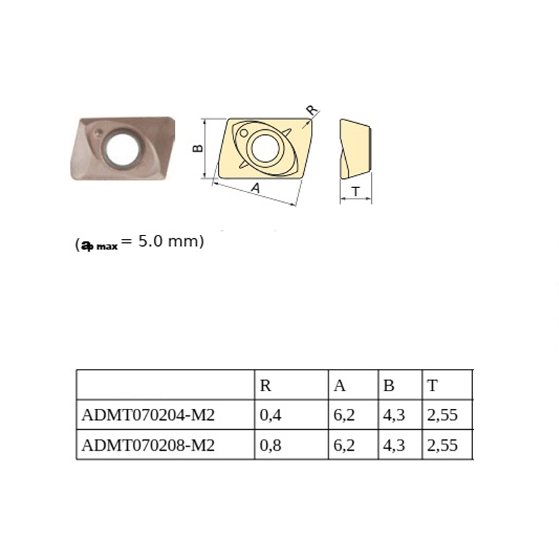 适配刀杆ASM的ADMT070208刀片