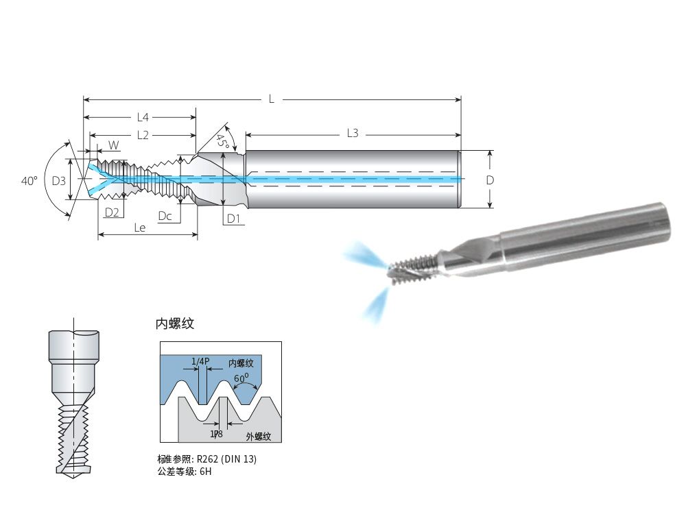 Thriller整体式螺纹钻铣刀HTCM