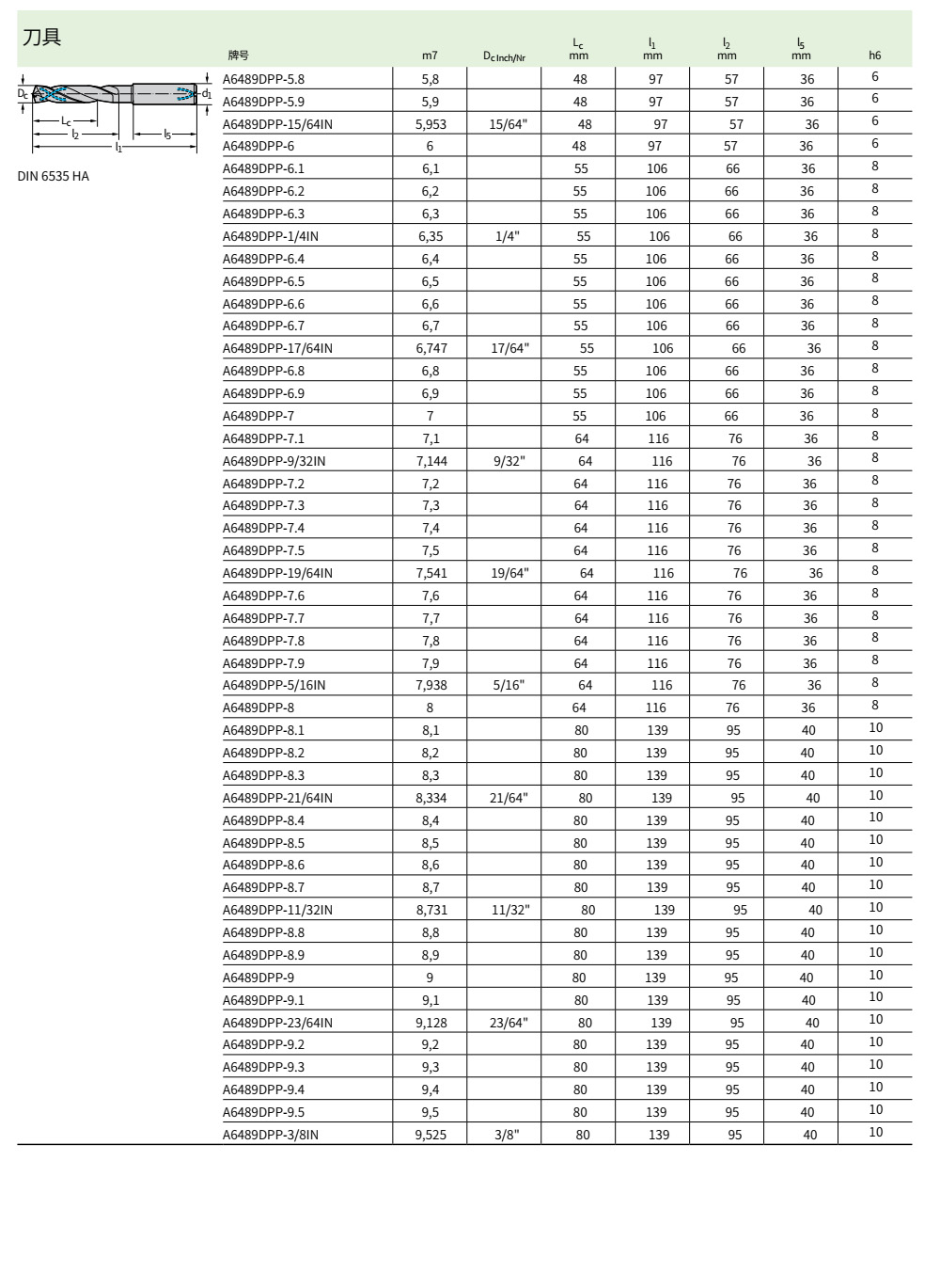 硬质合金内冷钻头A6489DPP